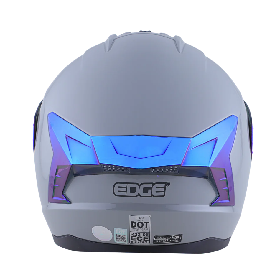 Casco EDGE Integral Extreme Solido Gris / Azul Metalizado Certificación DOT I ECE - Image 6