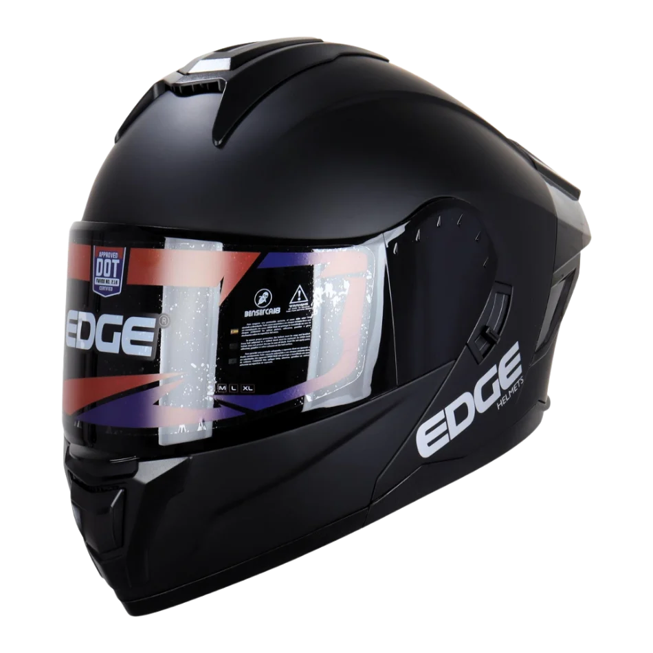 Casco EDGE Abatible Boston Sólido Negro Certificación DOT I ECE - Image 3