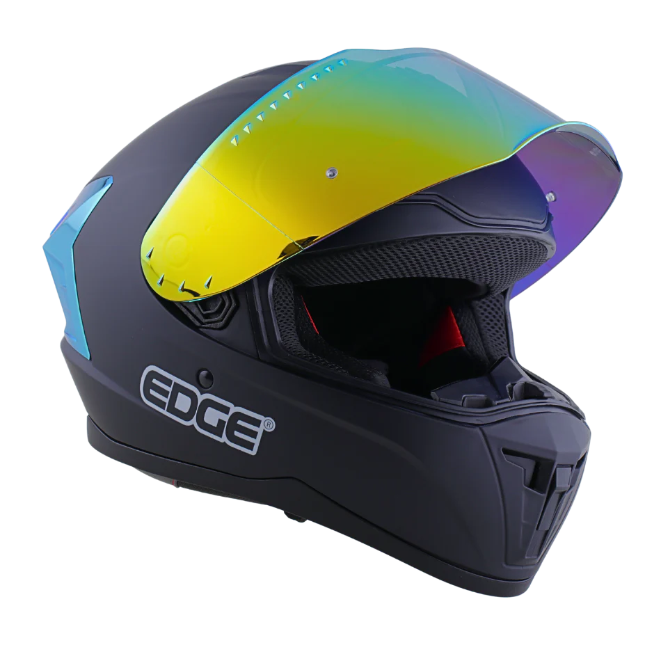 Casco EDGE Integral Extreme Solido Negro / Dorado Metalizado Certificación DOT I ECE - Image 4