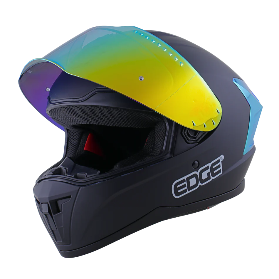 Casco EDGE Integral Extreme Solido Negro / Dorado Metalizado Certificación DOT I ECE - Image 5