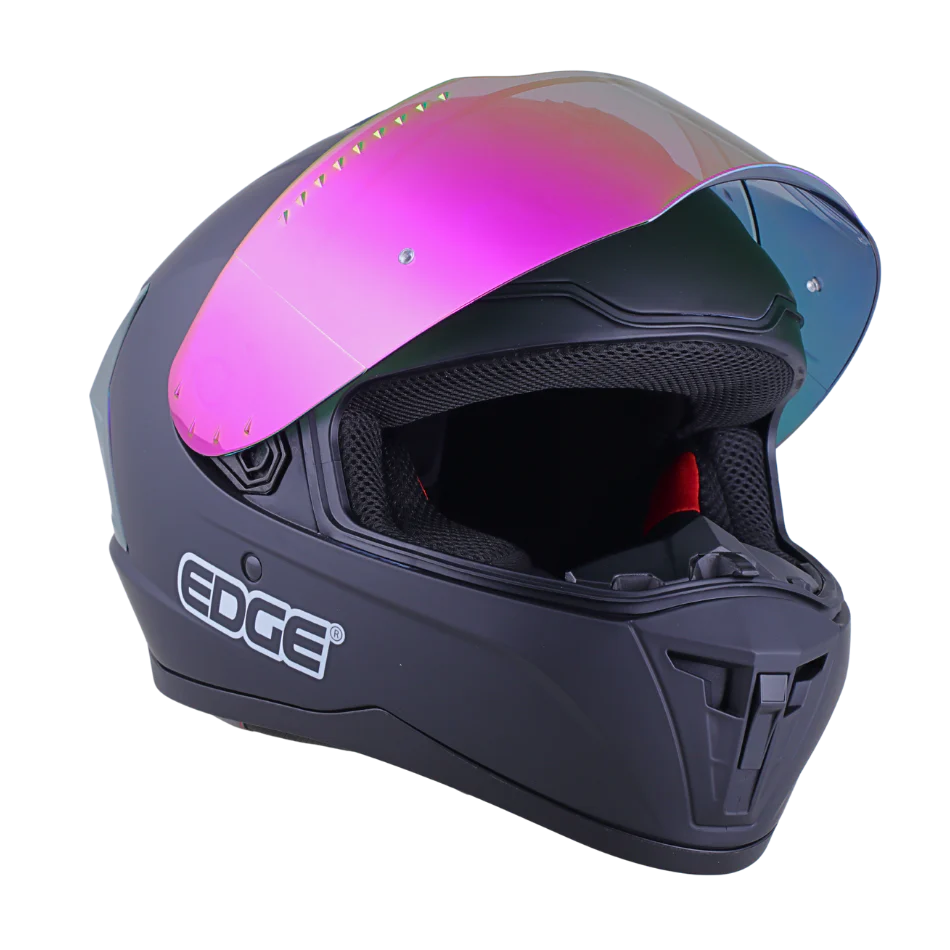Casco EDGE Integral Extreme Solido Negro / Morado Metalizado Certificación DOT I ECE - Image 4