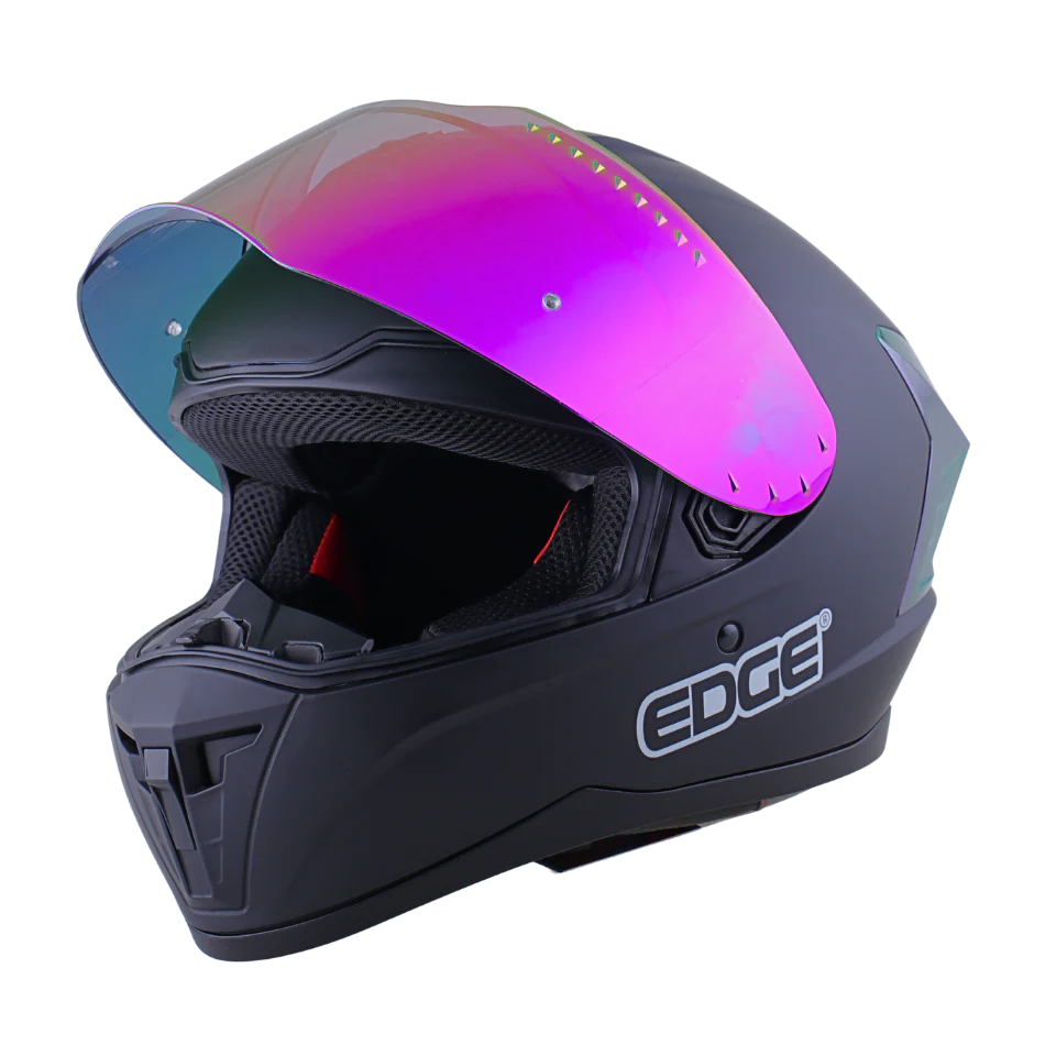Casco EDGE Integral Extreme Solido Negro / Morado Metalizado Certificación DOT I ECE - Image 5