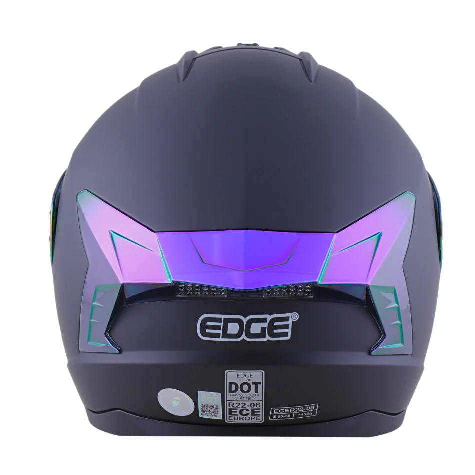 Casco EDGE Integral Extreme Solido Negro / Morado Metalizado Certificación DOT I ECE - Image 6