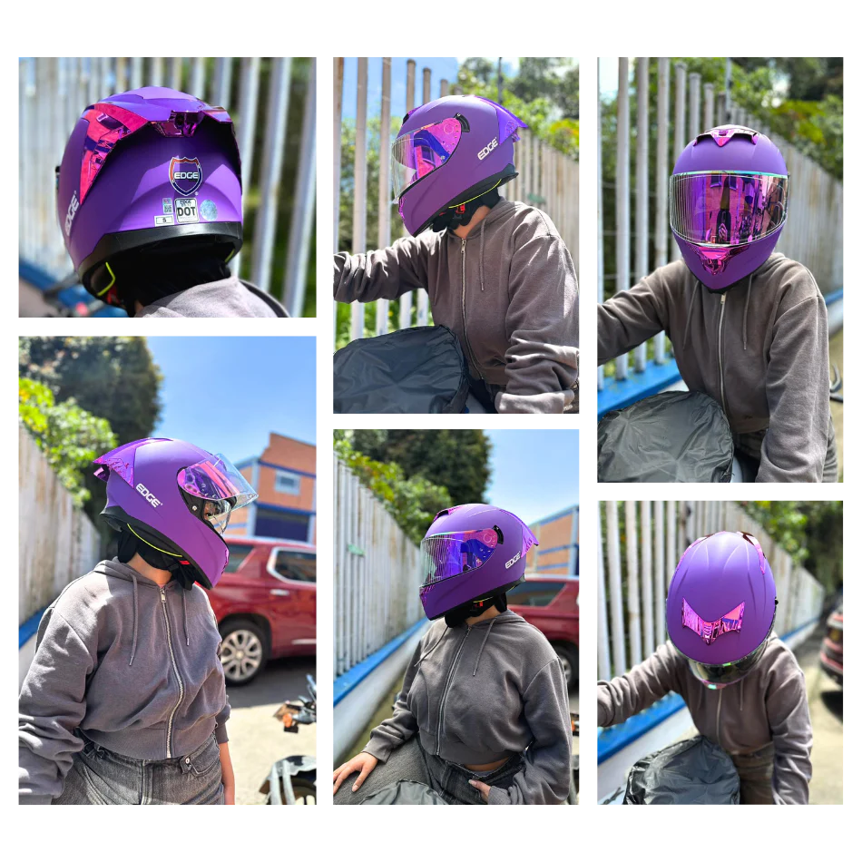 Casco EDGE Integral Racer Sólido Morado Certificación DOT - Image 13