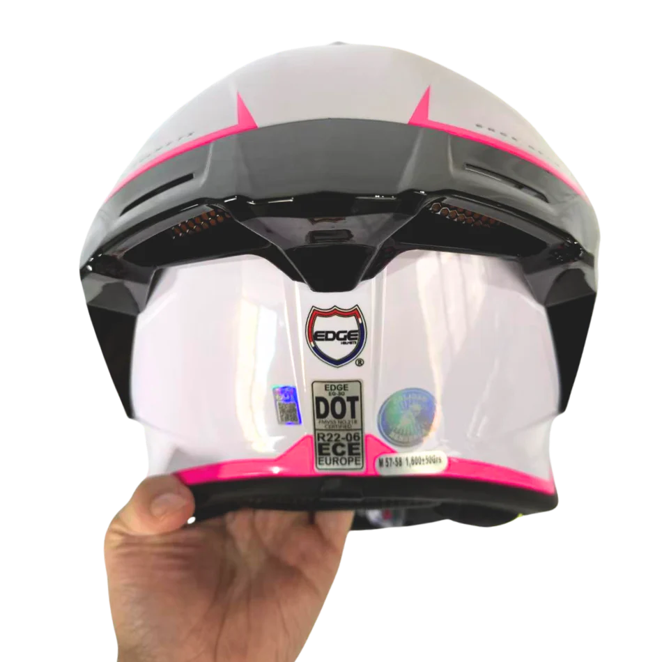 Casco EDGE Integral Shanghai Rush Blanco / Rosado Certificación DOT I ECE - Image 4