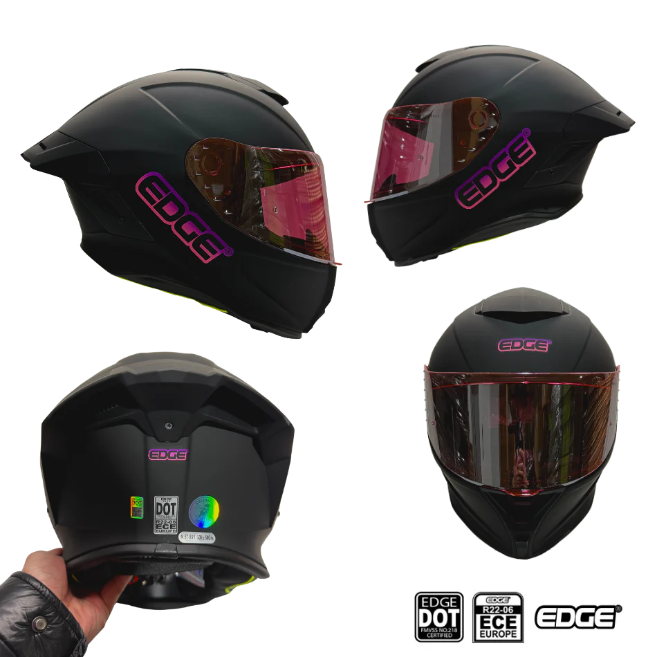 Casco EDGE Integral Shanghai Sólido Logo Rosa Certificación DOT I ECE - Image 13